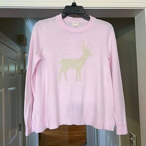 NWOT Crewcuts J.Crew Factory Girl's Pink Metallic Deer Sweater Size 14